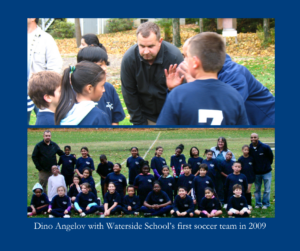 Dino at Waterside, coaching School's first soccer team.